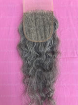 Fermeture de cheveux gris indiens bruts
